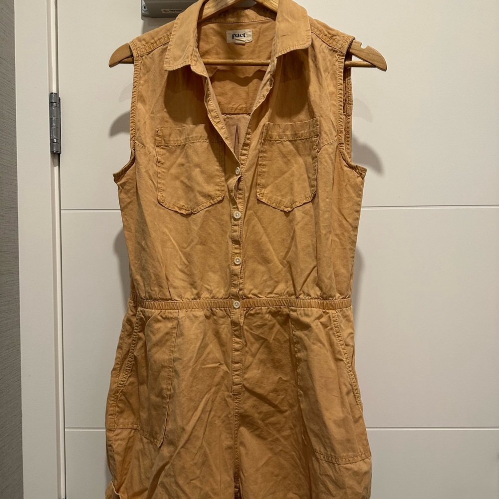 Pact Light Brown Collared Romper
